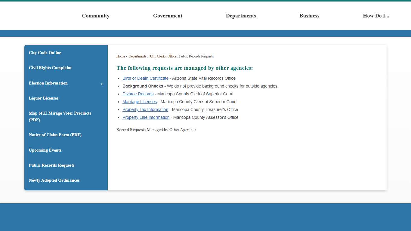 Public Records Requests El Mirage, AZ - Official Website